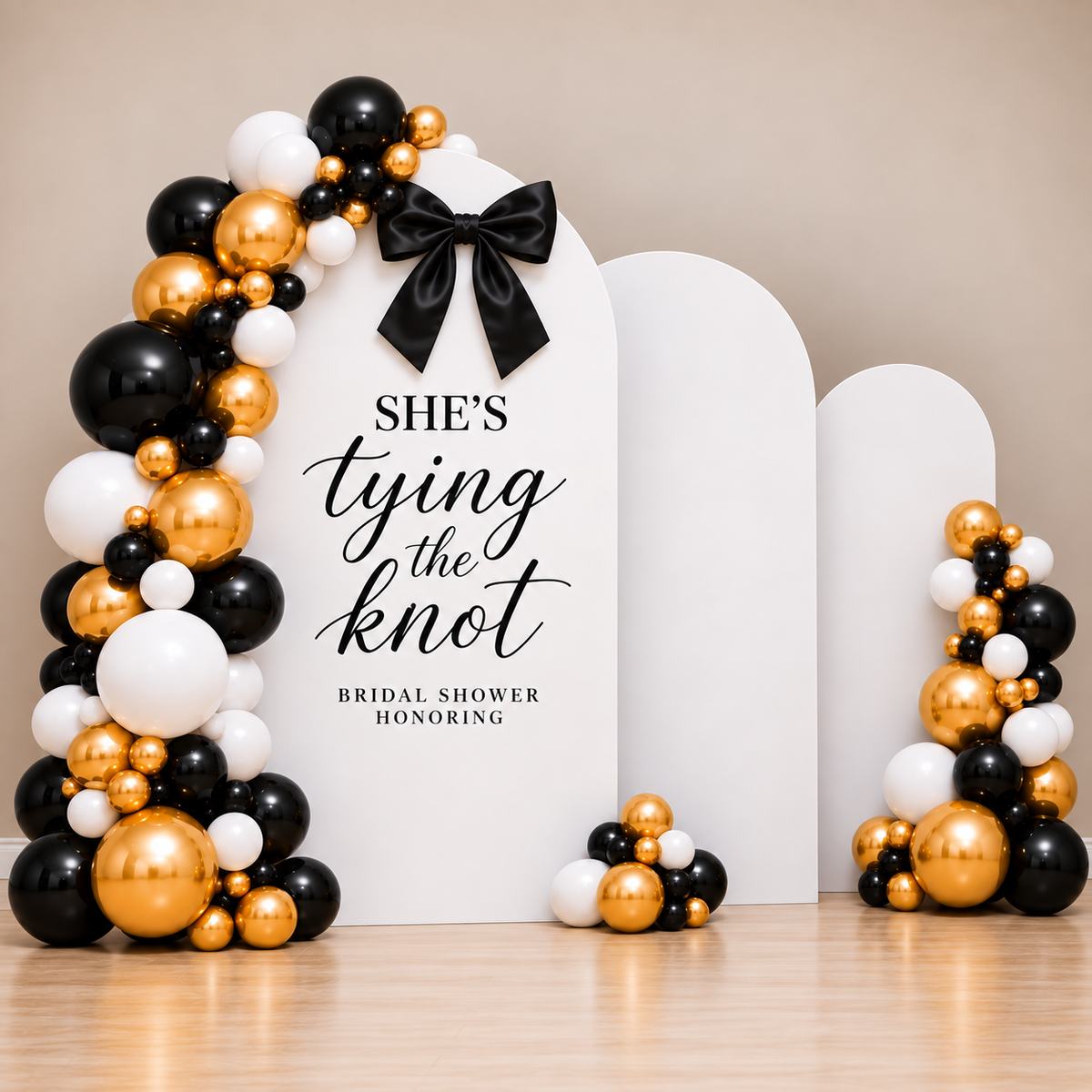 Tying the Knot Themed Arch Wall with Balloon Garland